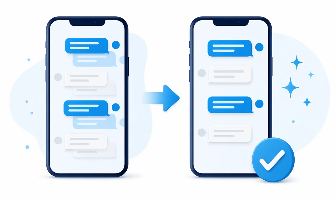 Reviewing and cleaning an iMessage transcript before text export